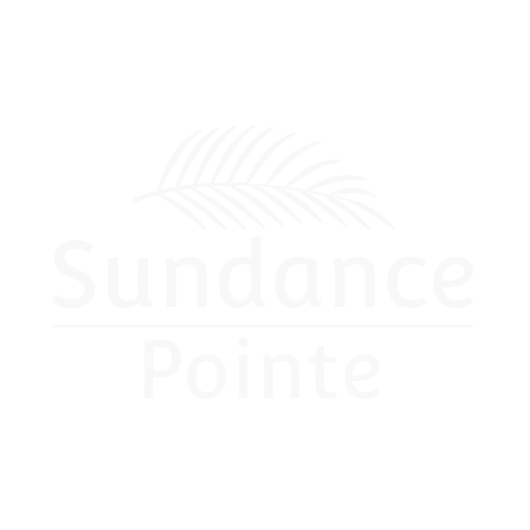 A black and white image of a leaf with the words "Sundance Pointe" written underneath.
